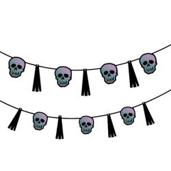 Baner Halloween Czaszki Holograficzny 300 cm
