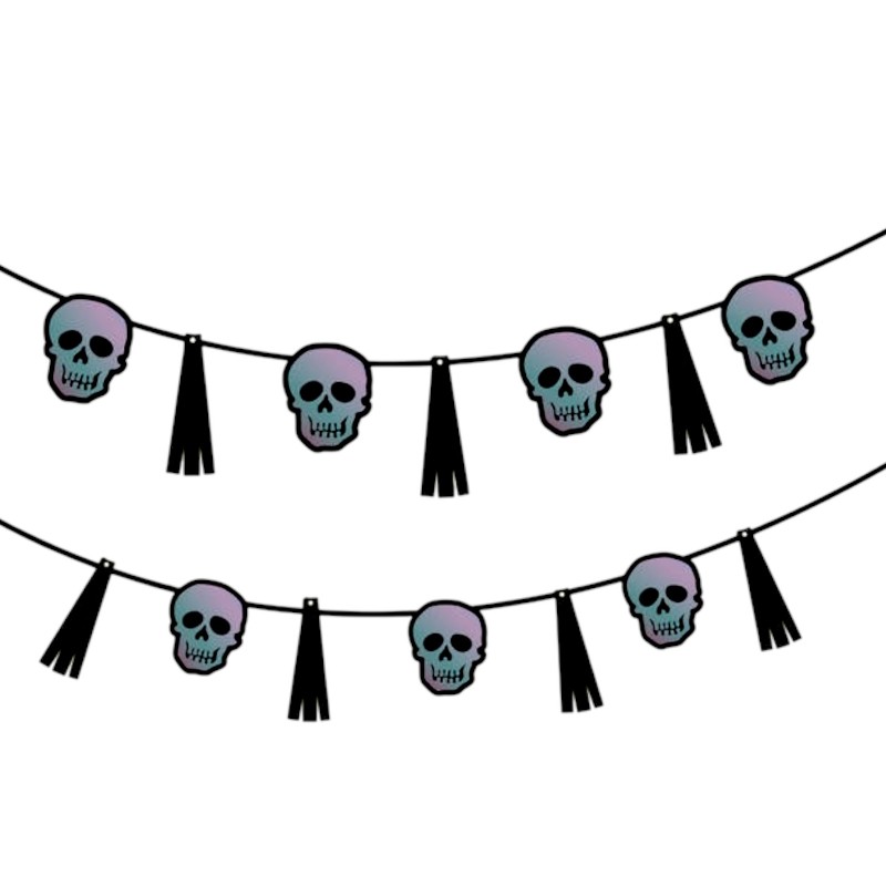 Baner Halloween Czaszki Holograficzny 300 cm