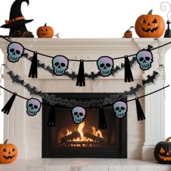 Baner Halloween Czaszki Holograficzny 300 cm