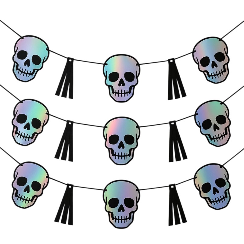 Baner Halloween Czaszki Holograficzny 300 cm