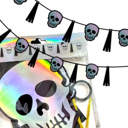 Baner Halloween Czaszki Holograficzny 300 cm