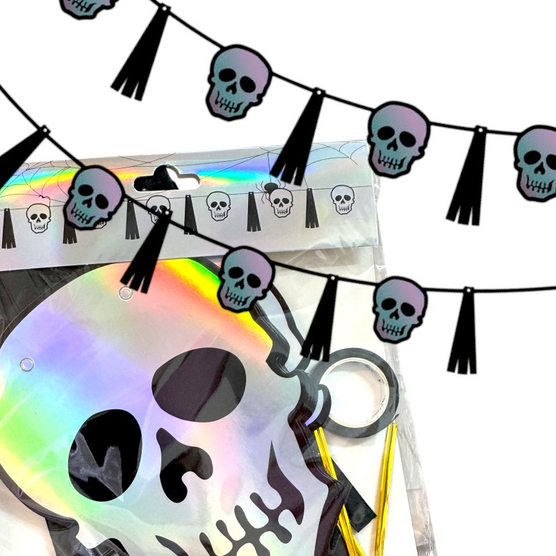 Baner Halloween Czaszki Holograficzny 300 cm