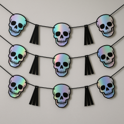 Baner Halloween Czaszki Holograficzny 300 cm
