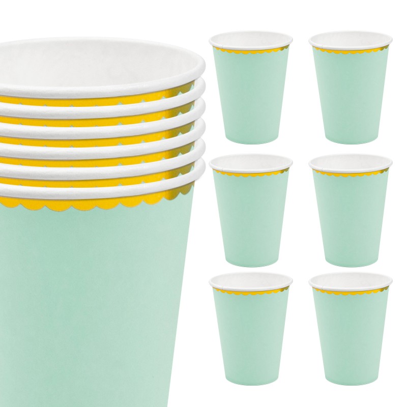 Kubeczki papierowe Pastelowe Miętowe 6 szt.