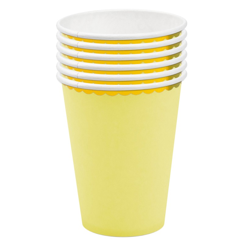 Kubeczki papierowe pastelowe żółte 6 szt