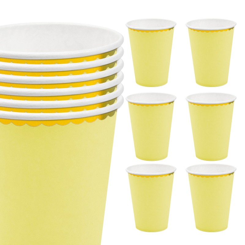 Kubeczki papierowe pastelowe żółte 6 szt