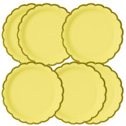 Zestaw Talerzyki i Kubeczki Żółte Pastelowe