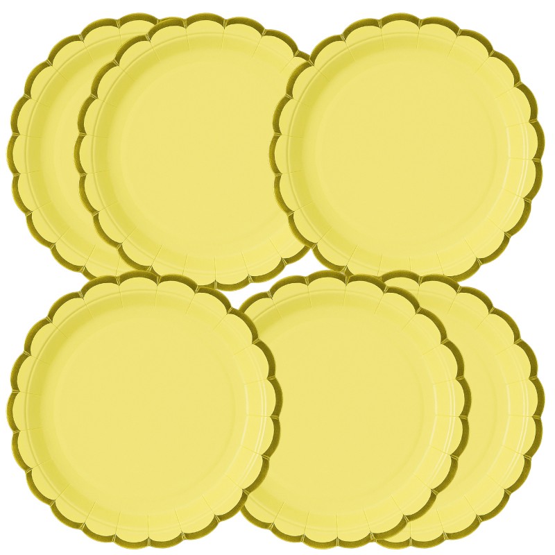 Zestaw Talerzyki i Kubeczki Żółte Pastelowe