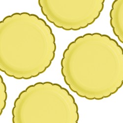 Zestaw Talerzyki i Kubeczki Żółte Pastelowe