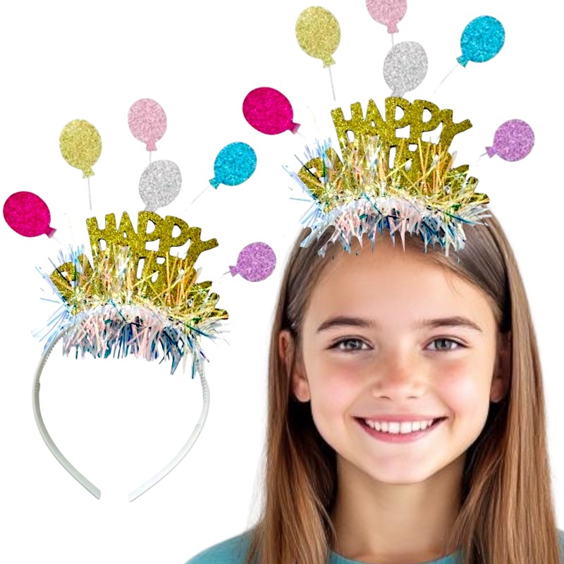 Opaska urodzinowa z balonikami Happy Birthday