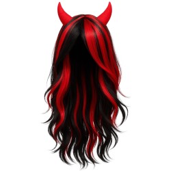 Peruka Diabeł z Rogami Czarno-Czerwona