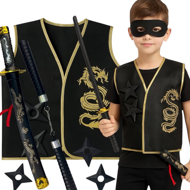 Zestaw Ninja dla dzieci z maską i mieczem
