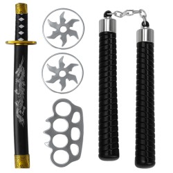 Zestaw Ninja 5 elementów z kataną i nunchaku
