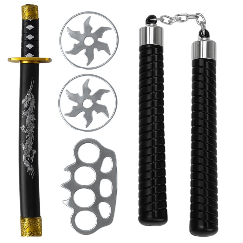 Zestaw Ninja 5 elementów z kataną i nunchaku