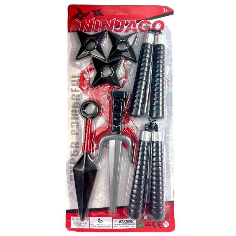 Zestaw Ninja 5 elementów z kataną i nunchaku