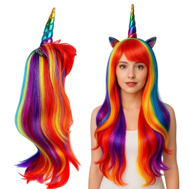 Peruka Jednorożec Pegaz Tęczowy Cosplay