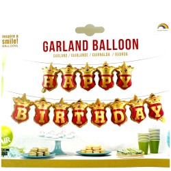 Girlanda Balony Napisy Happy Birthday Królewski 15x22