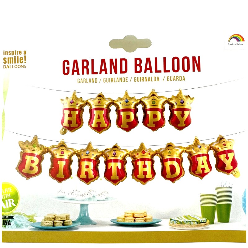 Girlanda Balony Napisy Happy Birthday Królewski 15x22