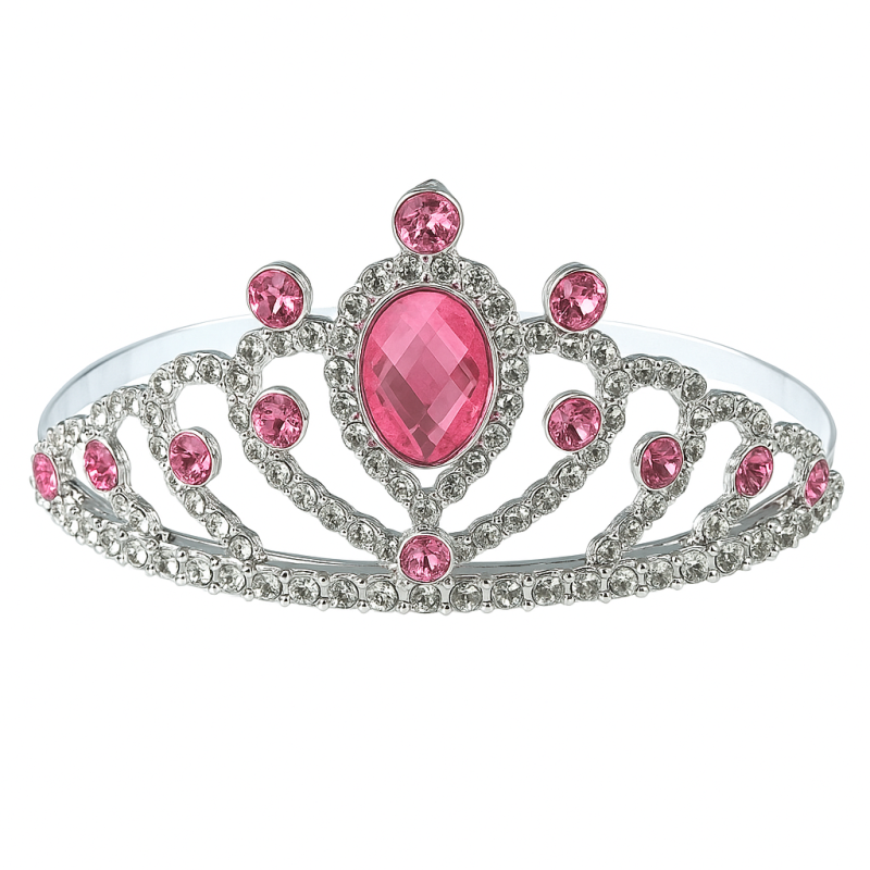 Korona diadem z różowym kamieniem 11.5x4.3cm