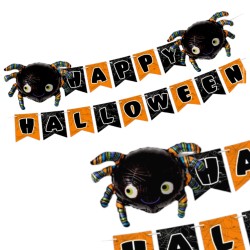 Girlanda 4m baner Happy Hallowee Balony Pająki