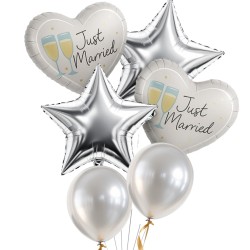 Zestaw Balonów Ślubnych Just Married 6 Sztuk