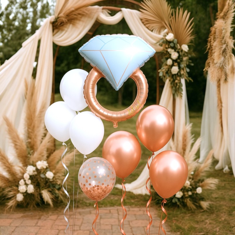 Balony Ślubne z Pierścionkiem 7 szt.