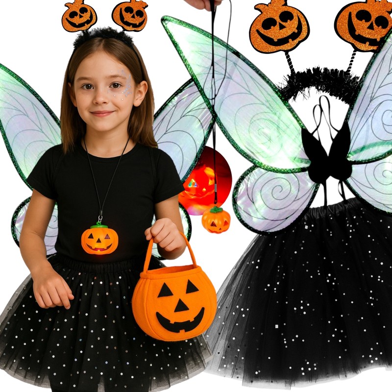 Zestaw Tutu Halloween Dynia Czarna Wróżka - Magiczny Medalion