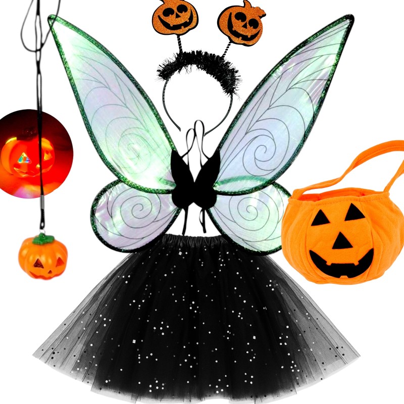 Zestaw Tutu Halloween Dynia Czarna Wróżka - Magiczny Medalion