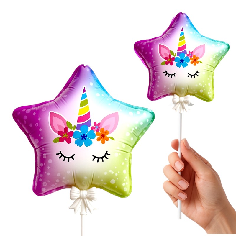Balon foliowy Unicorn z patykiem 32cm