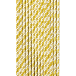 Słomki papierowe białe ze złotym eco 10 sztuk