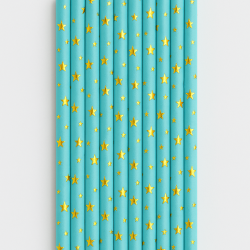 Słomki papierowe eco niebieskie w gwiazdki 10szt