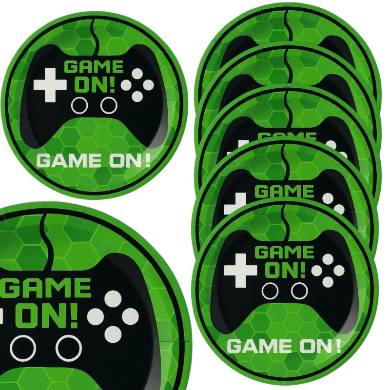 Talerzyki papierowe Game On 23 cm Gaming Gamingowe Piksele 8szt