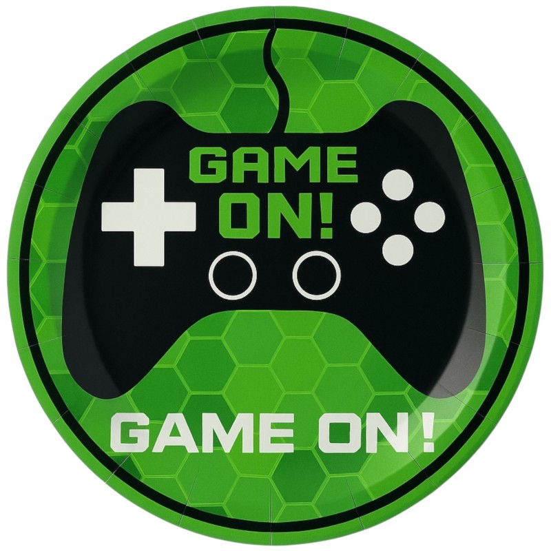 Talerzyki papierowe Game On 23 cm Gaming Gamingowe Piksele 8szt