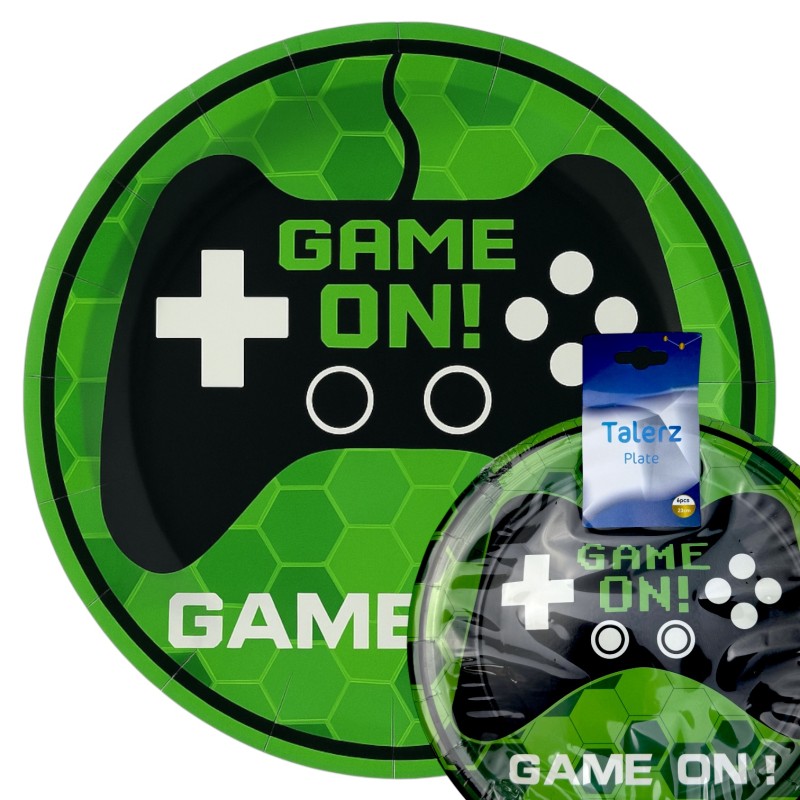 Talerzyki papierowe Game On 23 cm Gaming Gamingowe Piksele 8szt