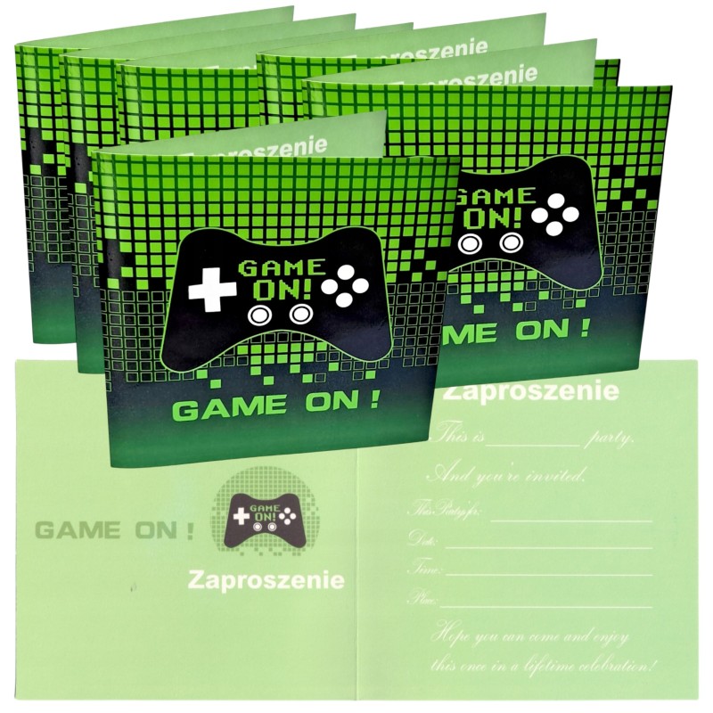 Zaproszenia na Urodziny Gamingowe Gracza Game On Pad 6 szt