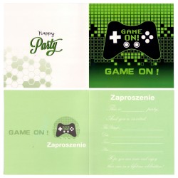 Zaproszenia na Urodziny Gamingowe Gracza Game On Pad 6 szt