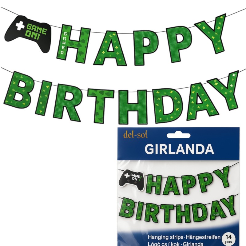 Baner girlanda urodzinowa Happy Birthday Game On
