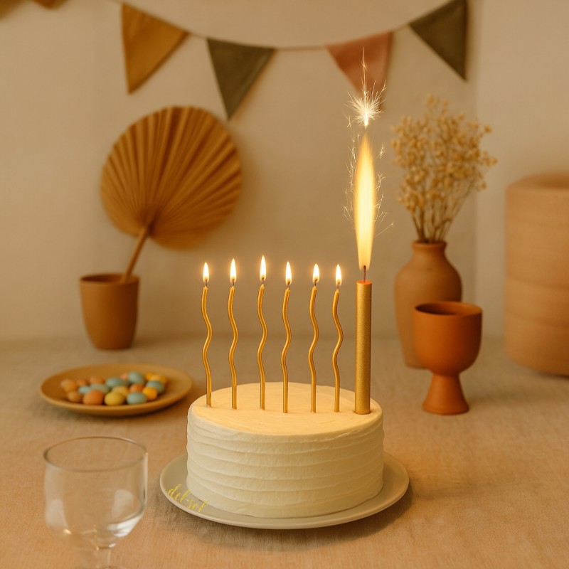 Zestaw Urodzinowy Raca fontanna + 8 złotych świeczek