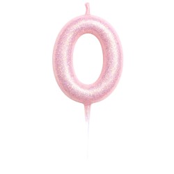 Świeczka urodzinowa różowa brokatowa 11 cm