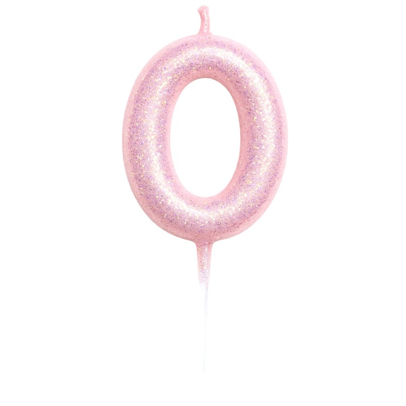 Świeczka urodzinowa różowa brokatowa 11 cm