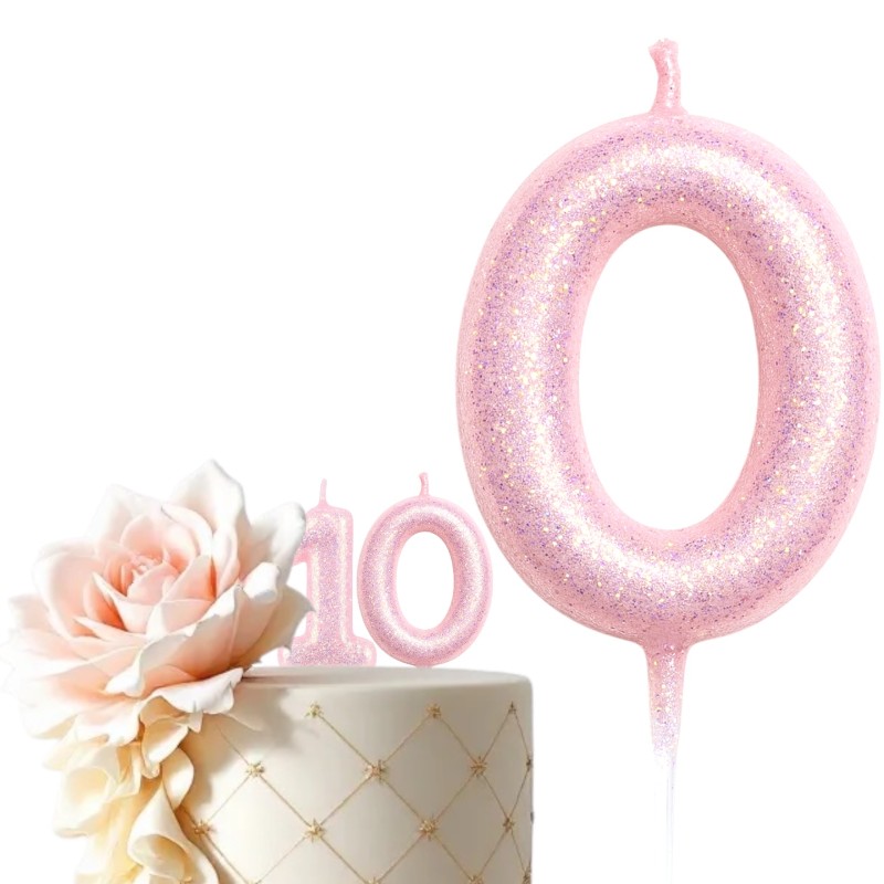 Świeczka urodzinowa różowa brokatowa 11 cm