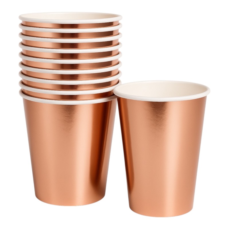 Kubeczki jednorazowe Metaliczne Rose Gold 10 sztuk 250ml