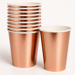 Kubeczki jednorazowe Metaliczne Rose Gold 10 sztuk 250ml
