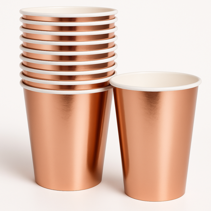 Kubeczki jednorazowe Metaliczne Rose Gold 10 sztuk 250ml
