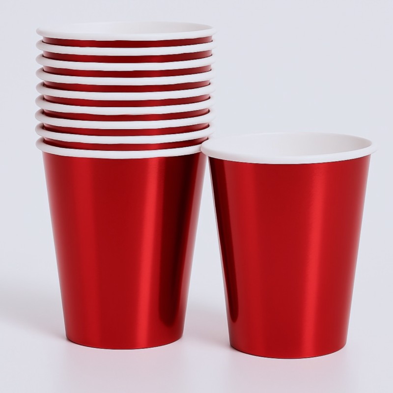 Kubeczki jednorazowe metaliczne czerwone 10 sztuk
