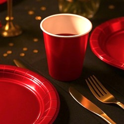 Kubeczki jednorazowe metaliczne czerwone 10 sztuk