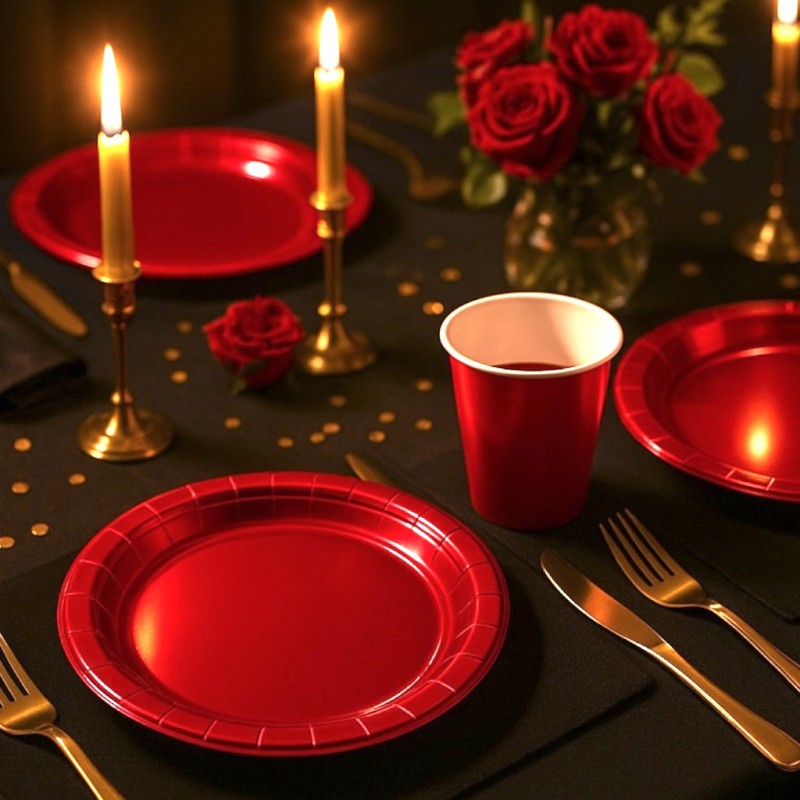 Kubeczki jednorazowe metaliczne czerwone 10 sztuk