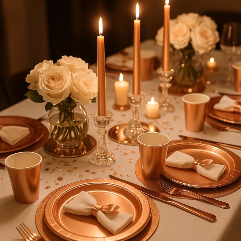 Talerzyki jednorazowe metaliczne Rose Gold 23cm 10 szt.