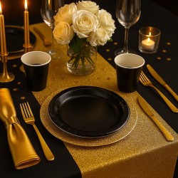 Zestaw 10 czarnych talerzyków jednorazowych 23 cm