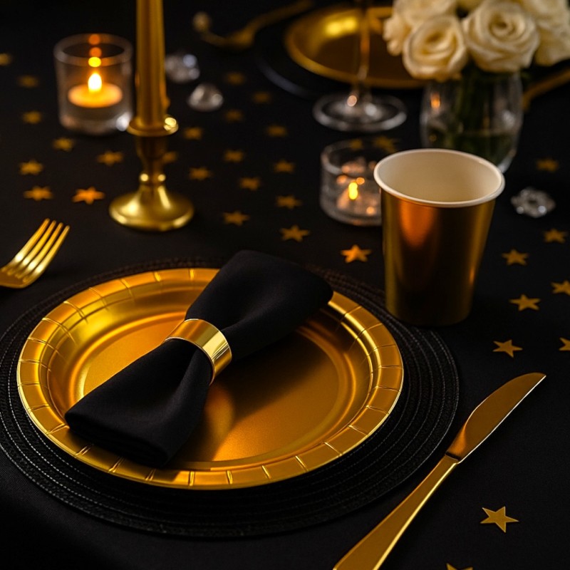 Talerzyki jednorazowe metaliczne złote 23 cm 10 sztuk